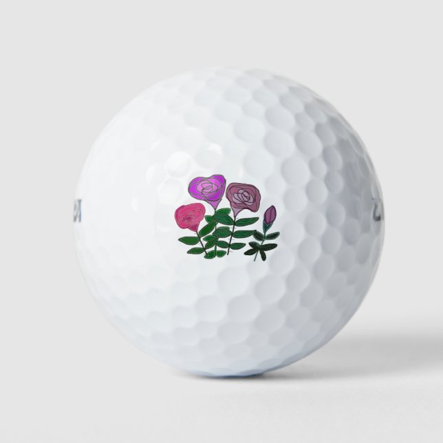 Pelotas De Golf Diseño Rosa colorido (Anverso)