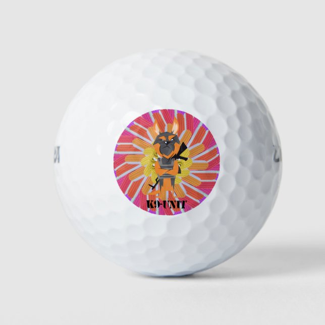 Pelotas De Golf Diseño unitario de perro K9, Personalizado pastor  (Anverso)