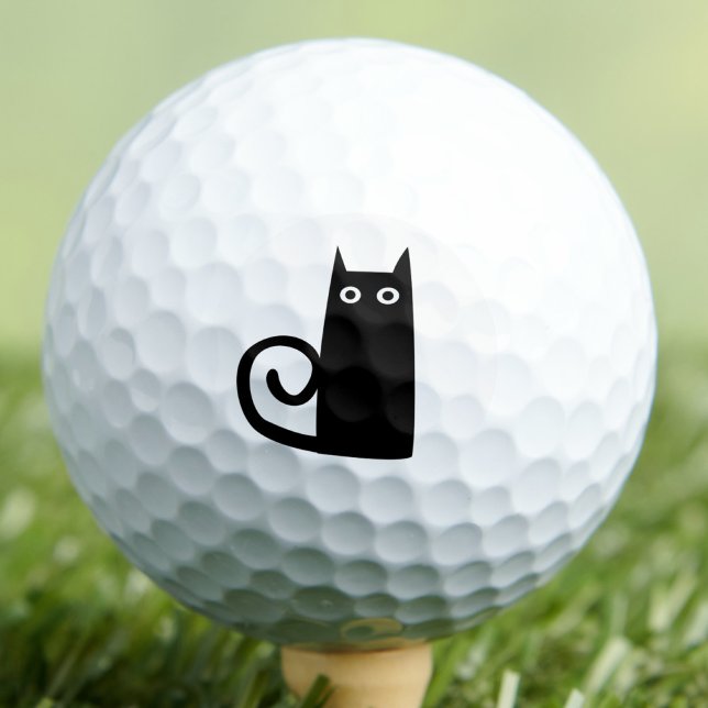 Pelotas De Golf Diversión de gato negro (Fun black cat golf ball for animal lovers)