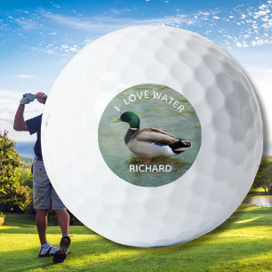 Pelotas De Golf Diversión Mandarin Duck ama el nombre del agua