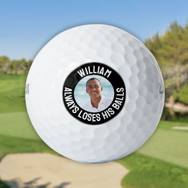 Pelotas De Golf Divertida Foto Personalizada Y Nombre Perdidos (Funny Personalized Photo And Name Lost Golf Balls)