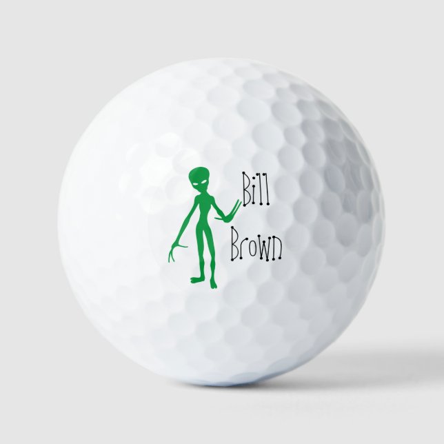 Pelotas De Golf Divertido Alien 🛸 Monograma UFO Spooky (Anverso)