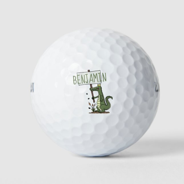 Pelotas De Golf Divertido cocodrilo alineador con personalizado de (Anverso)