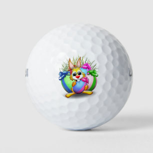 Pelotas De Golf Divertido conejo de Pascua y un personaje lindo mo