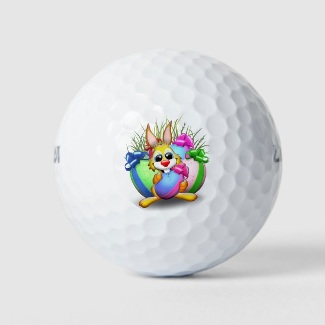 Pelotas De Golf Divertido conejo de Pascua y un personaje lindo mo (Anverso)