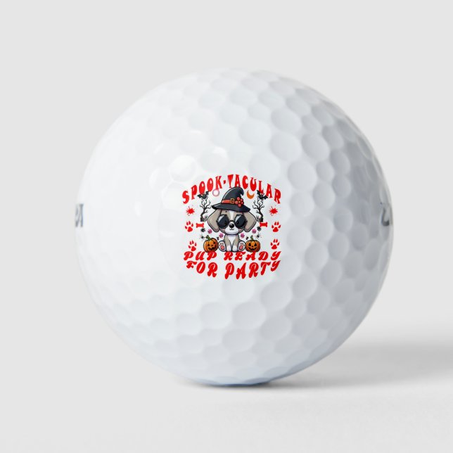 Pelotas De Golf ¡Divertido diseño de calabaza de perro en Hallowee (Anverso)