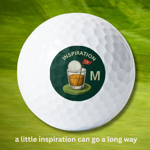 Pelotas De Golf Divertido Monograma de Bebida Inspiradora del 19º