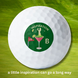 Pelotas De Golf Divertido Monograma de Cocktail Inspirador de 19º 