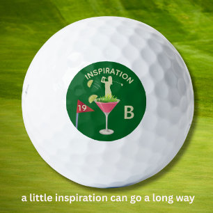 Pelotas De Golf Divertido Monograma de Cocktail Inspirador de 19º