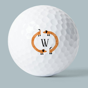 Pelotas De Golf Divertido Monograma de perros Dachshund Sausage