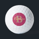 Pelotas De Golf Divertido Personalizado amarillo azul rosado calie<br><div class="desc">Este bonito y sofisticado diseño cuenta con letras multicolores únicas para el Monograma y el Nombre. Los colores son tonalidades divertidas de un azul rosado caliente con algo de amarillo — hace que se sienta como la hora fiesta en la mesa de ping-pong. Cualquier pregunta de diseño o solicitud especial,...</div>