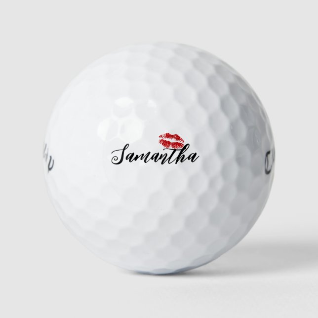 Pelotas De Golf Diviértete con Labios Rojos Personalizables Día de (Anverso)