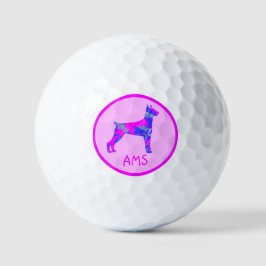 Pelotas De Golf Doberman Pinscher Cute Perro Rosado Silhouette Mon