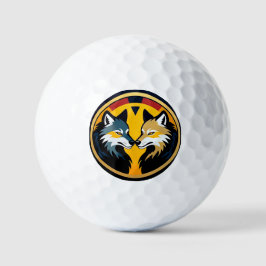 Pelotas De Golf Doble emblema de lobo con círculo dorado