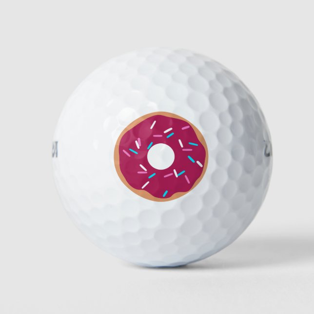 Pelotas De Golf Donut glaseado de frambuesa rosa (Anverso)