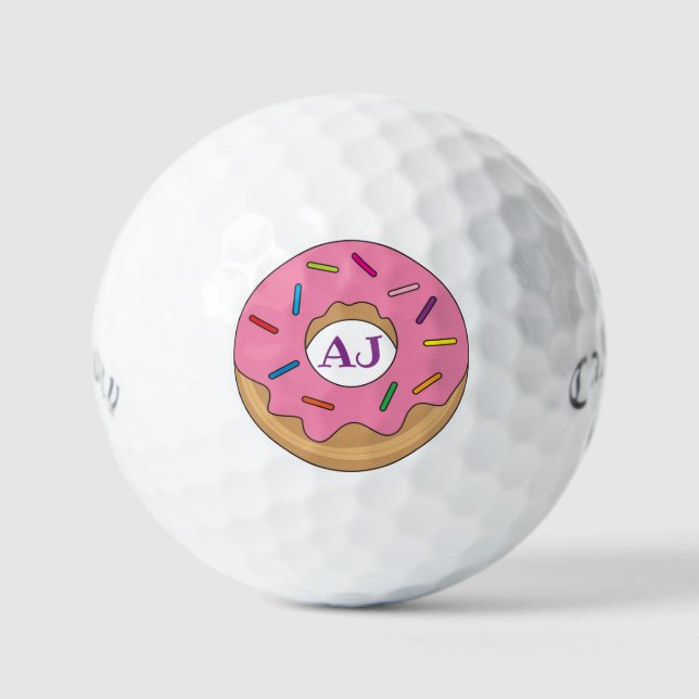 Pelotas De Golf Donut glaseado rosado con rociadores (Anverso)