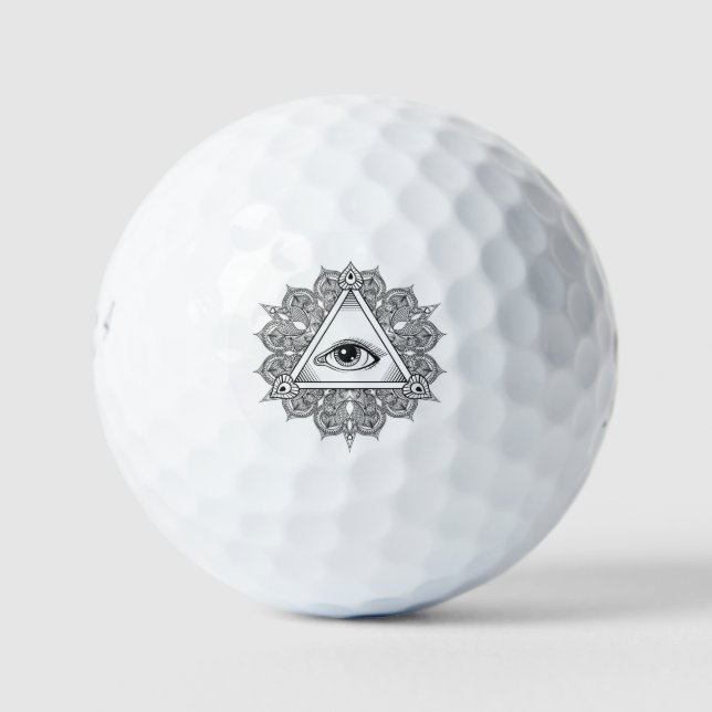 Pelotas De Golf Doodle de símbolo de la pirámide ocular (Anverso)