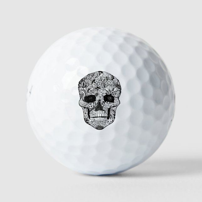 Pelotas De Golf Doodle Floral Skull (Anverso)