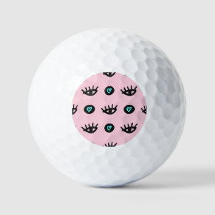 Pelotas De Golf Doodle Girly: Los Ojos Corazón Sin Pena.