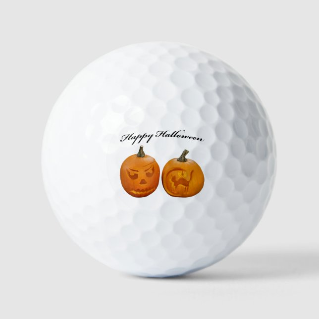 Pelotas De Golf Dos calabazas Feliz Halloween (Anverso)