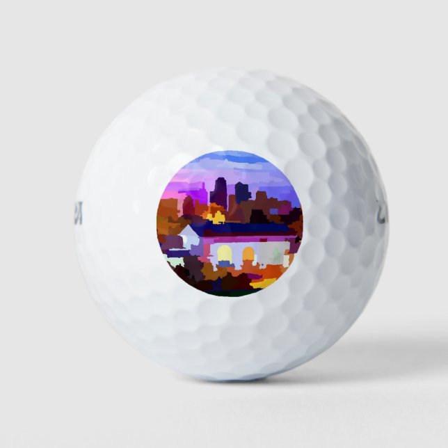 Pelotas De Golf Downtown Kansas City Missouri Skyline (Anverso)