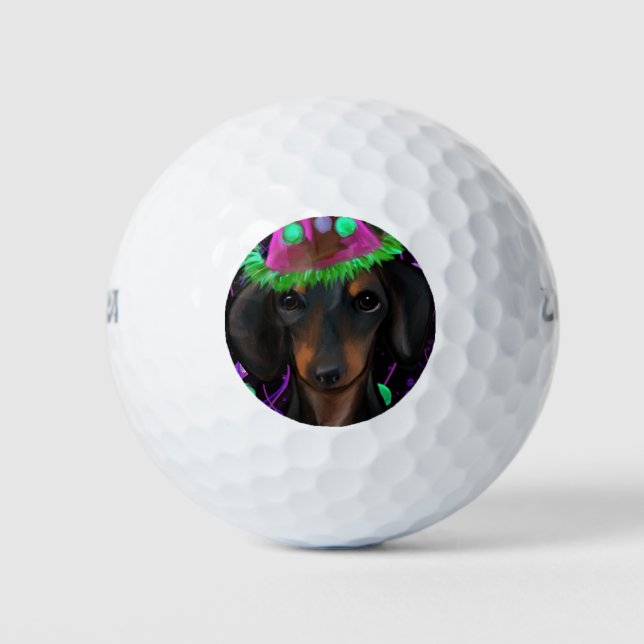 Pelotas De Golf Doxie Negro y Café (Anverso)