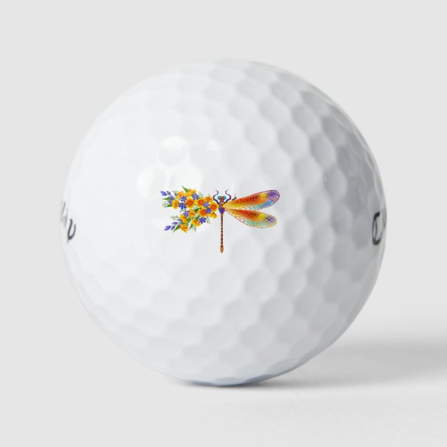Pelotas De Golf Dragón de flores amarillas (Anverso)