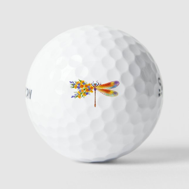 Pelotas De Golf Dragón de flores amarillas (Anverso)