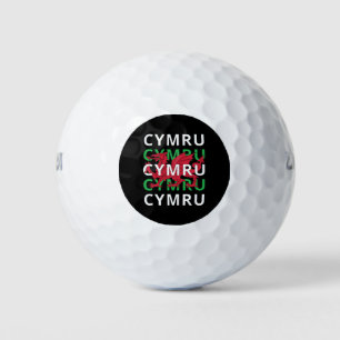 Pelotas De Golf Dragón galés rojo Cymru repitiendo el texto raíces