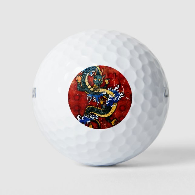 Pelotas De Golf Dragón japonés - Buena fortuna (Anverso)