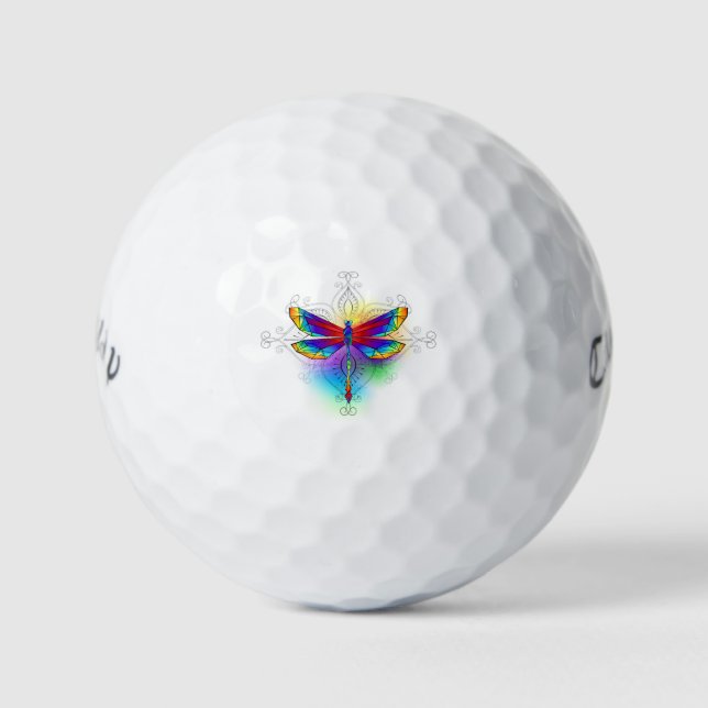 Pelotas De Golf Dragón poligonal arcoiris (Anverso)