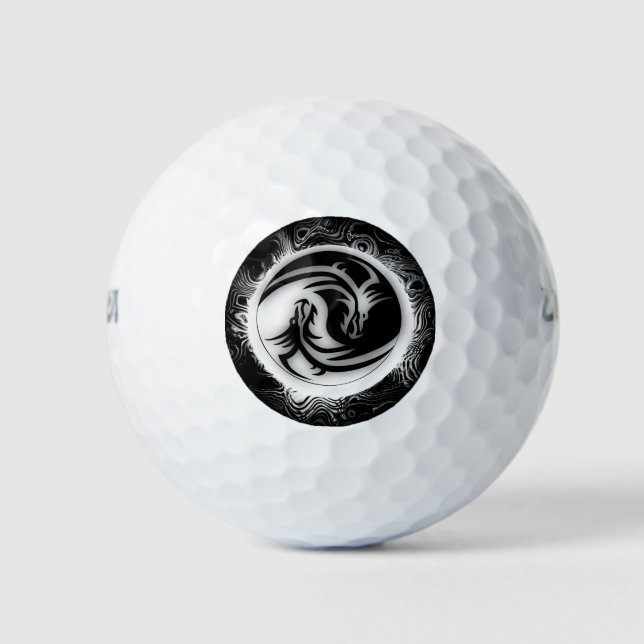 Pelotas De Golf Dragones asiáticos Yin y Yang (Anverso)