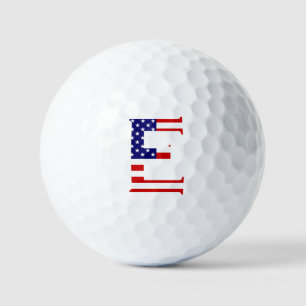 Pelotas De Golf E Monograma sobrepuesto sobre la bandera de los Es