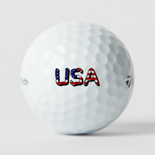 Pelotas De Golf EE.UU. sobrepuesto sobre la bandera estadounidense