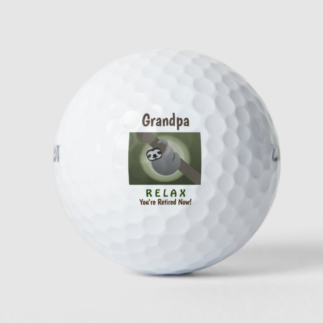 Pelotas De Golf El abuelo relájate, jubilado feliz (Anverso)