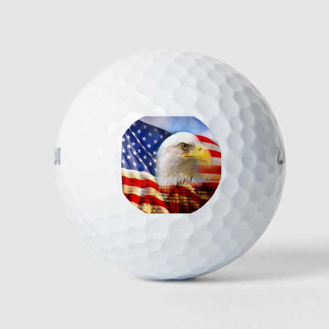 Pelotas De Golf El águila calva y la bandera estadounidense (Anverso)