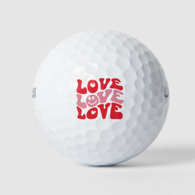 Pelotas De Golf El día de San Valentín de amor Groovy Funny Holida (Anverso)