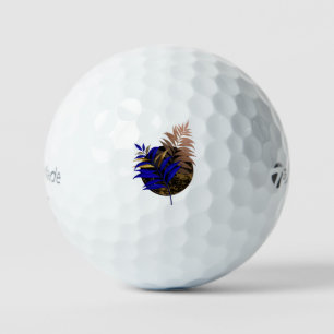 Pelotas De Golf El helecho azul en círculo negro