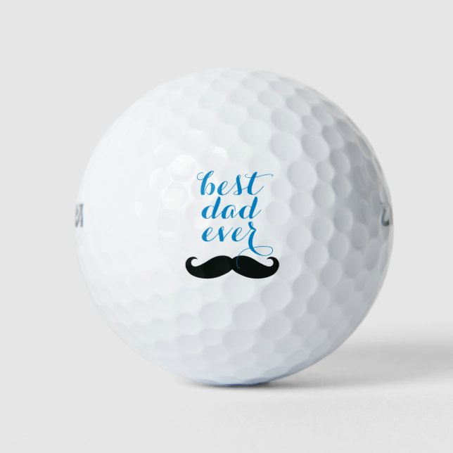 Pelotas De Golf El mejor papá jamás Personalizado de bigote feliz  (Anverso)