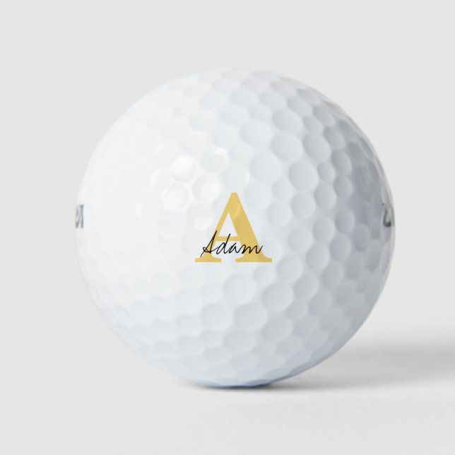 Pelotas De Golf El Monograma Gold Nombre Personalizado Inicial Reg (Anverso)