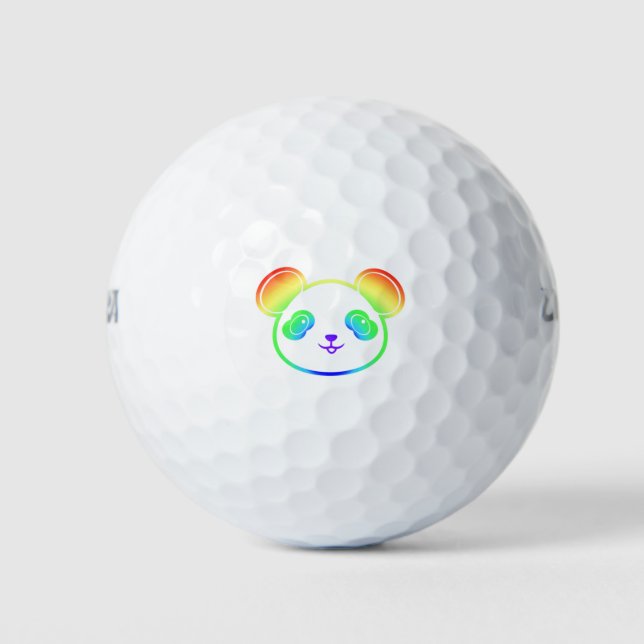 Pelotas De Golf El Oso De Panda En Los Colores Del Arcoiris (Anverso)