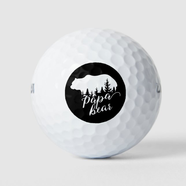 Pelotas De Golf El oso padre del Ilustracion de los bosques blanco (Anverso)