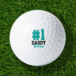 Pelotas De Golf El primer papá Verde azulado Monogramó el Día del 