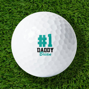 Pelotas De Golf El primer papá Verde azulado Monogramó el Día del 