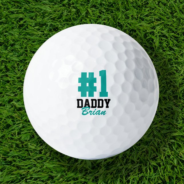 Pelotas De Golf El primer papá Verde azulado Monogramó el Día del  (Subido por el creador)