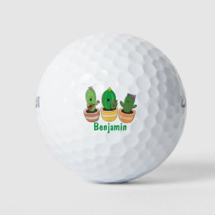 Pelotas De Golf El trío de cactus lindo canto ilustracion personal