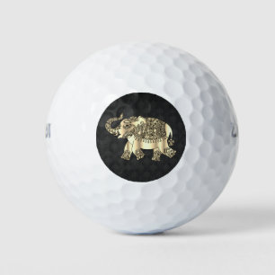 Pelotas De Golf Elefante floral de cachemira dorado elegante, dama