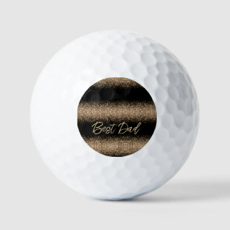 Pelotas De Golf Elegant Black & Gold Glitter gift for Dad