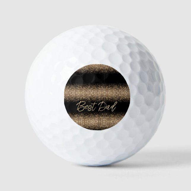 Pelotas De Golf Elegant Black & Gold Glitter gift for Dad (Anverso)