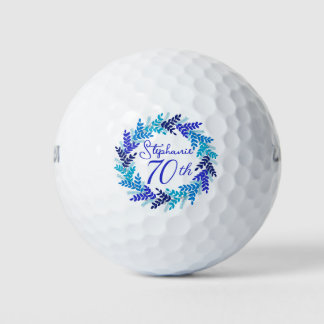 Pelotas De Golf Elegant Blue Wreath 70th Birthday